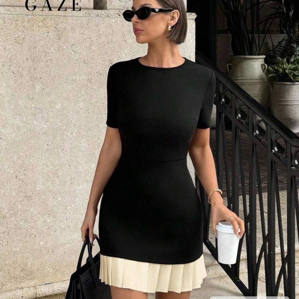 Elegant Black and Cream Dress